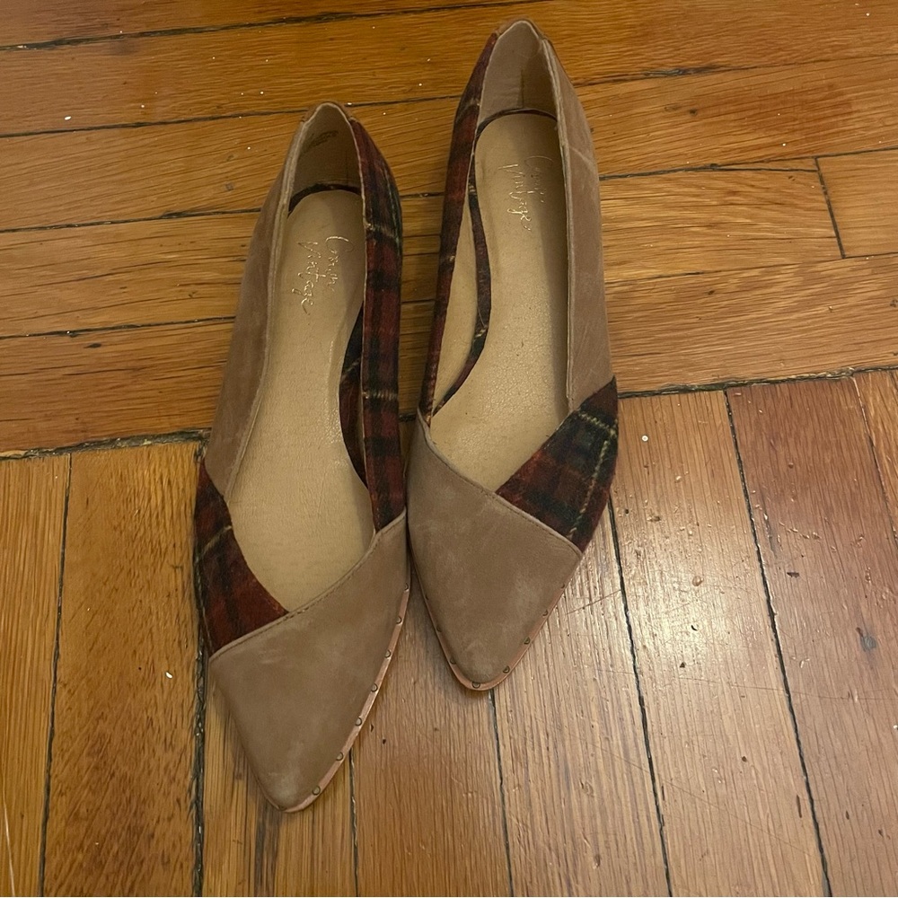 Crown Vintage Brown and Red Plaid Women's Flats